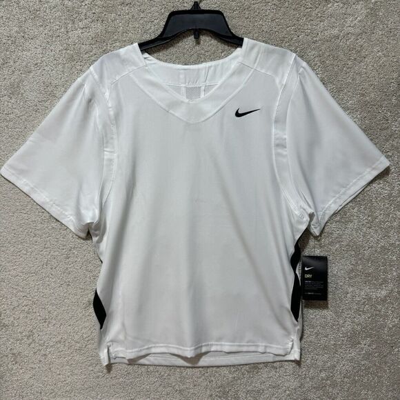 Nike Dri-Fit Untouchable Speed Lacrose T-Shirt NWT Men's Small White V Neck - Picture 1 of 10